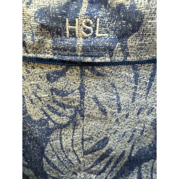 J Hilburn Custom Linen Shirt Denim Blue Tropical Print 3XL + See Measurements - Picture 4 of 6